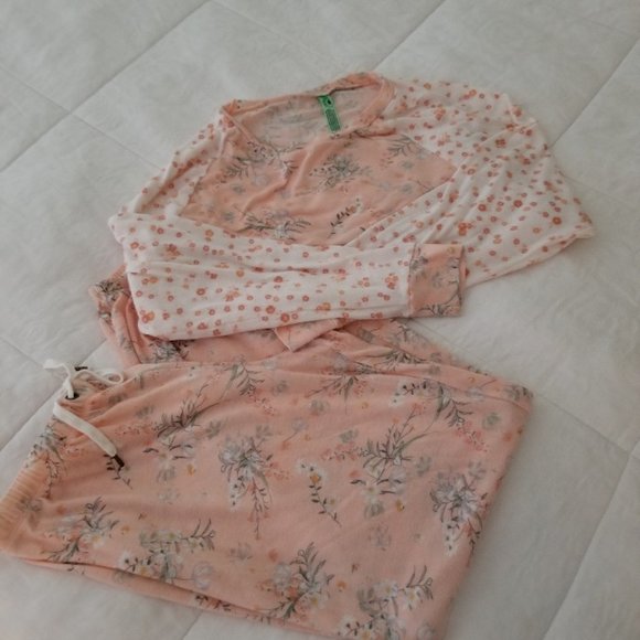 NWOT Honeydew Intimates Pajama Set Light Coral/Green Size Small - Picture 3 of 7